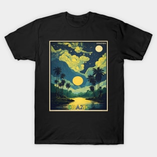 Amazonas Brazil Starry Night Vintage Tourism Travel Poster T-Shirt